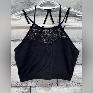 Zenana Outfitters Lace Halter Style Bralette Black 2X/3X